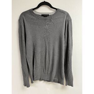 Calvin Klein Jeans men’s Pullover Crew neck Ribbed Knit Sweater Gray Size Large